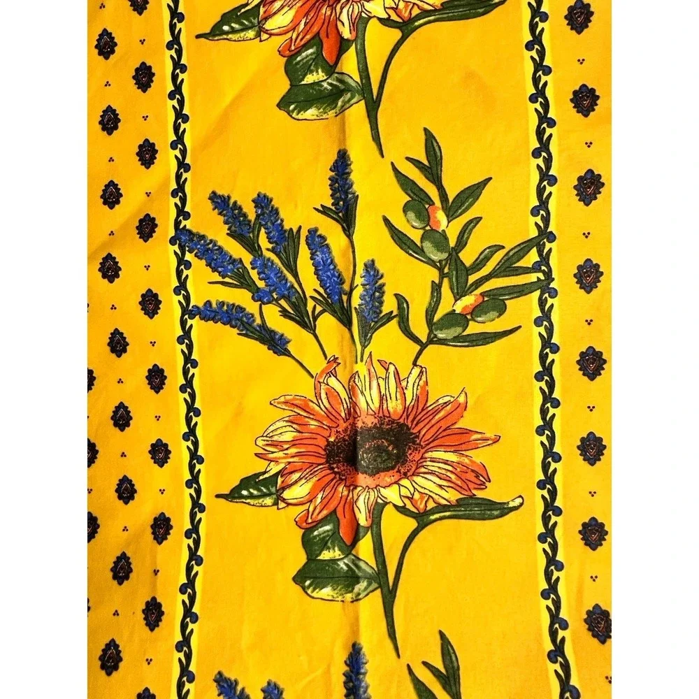 VTG La Cigale Provence France Yellow Cotton Table Runner Sunflowers Lavender
